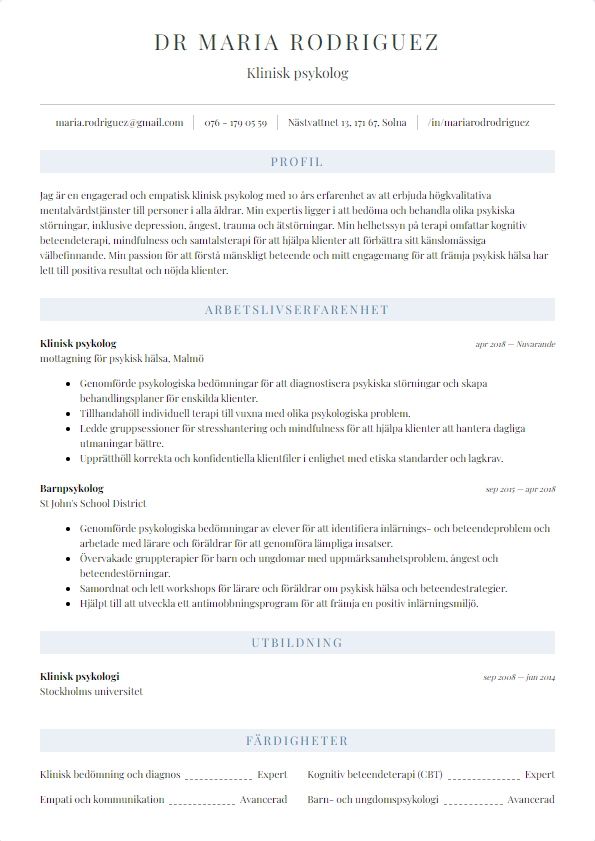 cv template traditional